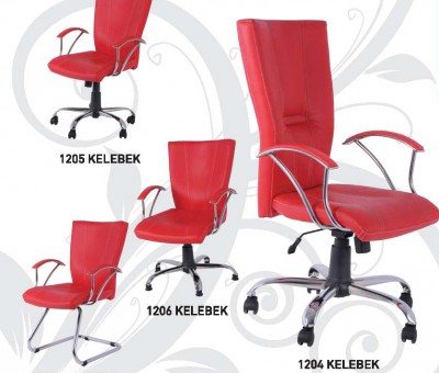 Kelebek Kırmızı Tekerlekli Ofis Büro Koltukları 1204