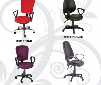 Tekno Kırmızı Tekerlekli Koltuk Ergonom Siyah Tekerlekli Koltuk